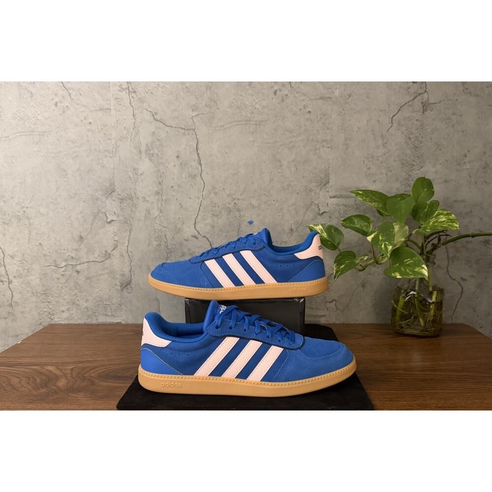 Adidas Women's Breaknet Lace-Up Casual Sneakers Blue/Pink Gum Sole Size 8.5 - Picture 5 of 11